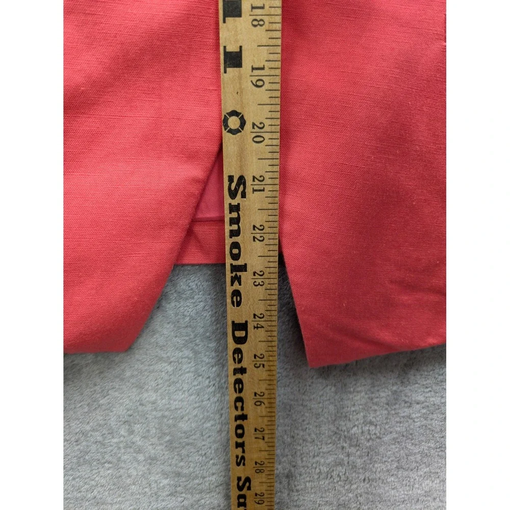 Professional‎ Linen Blend Blazer Womens 14 Coral Pink Open Front Office Career